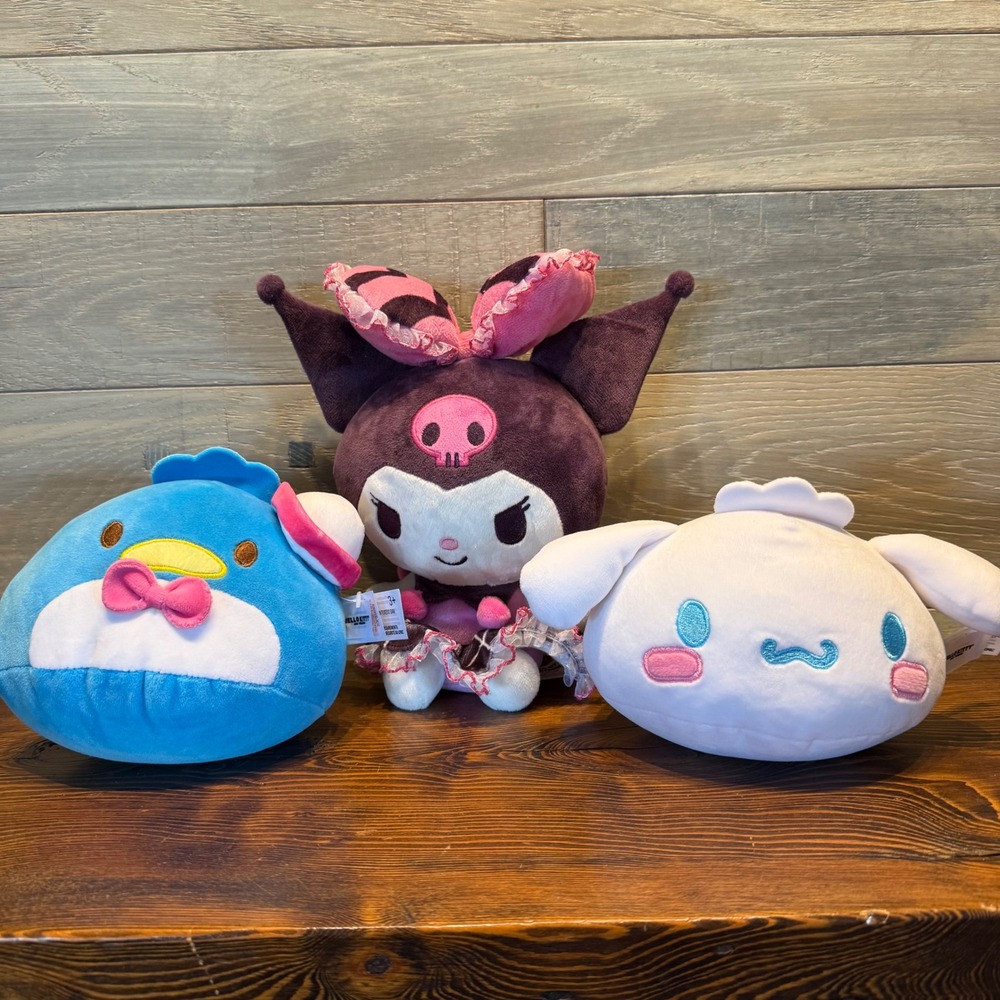 Sanrio Hello Kitty and Friends Plush Bundle Kuromi Tuxedo Sam Cinnamoroll 3pc